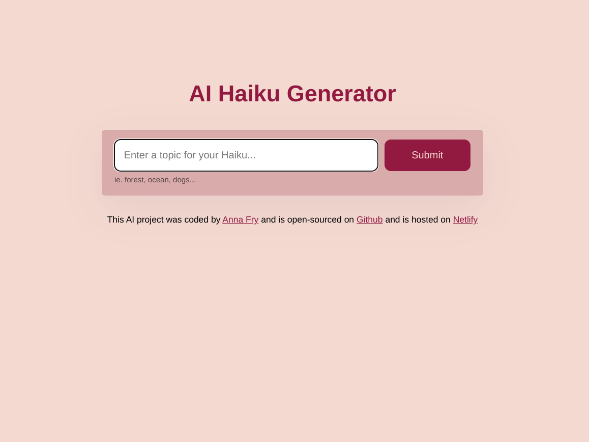 Screenshot of Anna's poem generator project